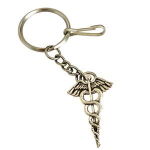 Silver Caduceus Keychain Keyring Medical Nursing Gift MD RN LPN DO ARNP